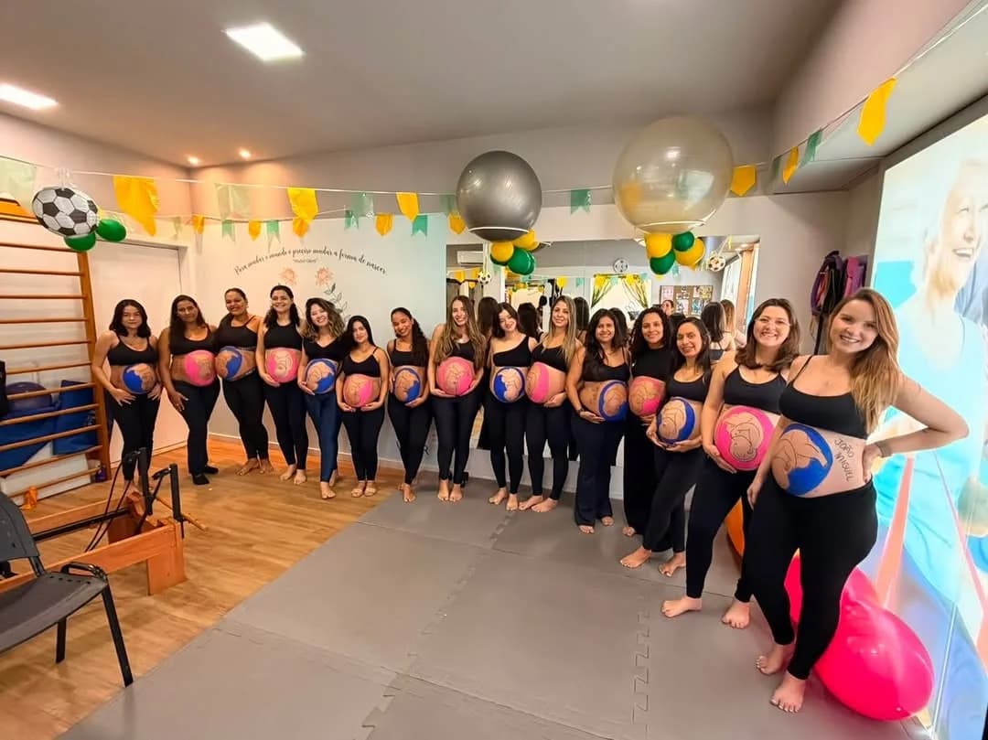 Encontro de gestantes no estúdio da Viver Fisioterapia e Pilates